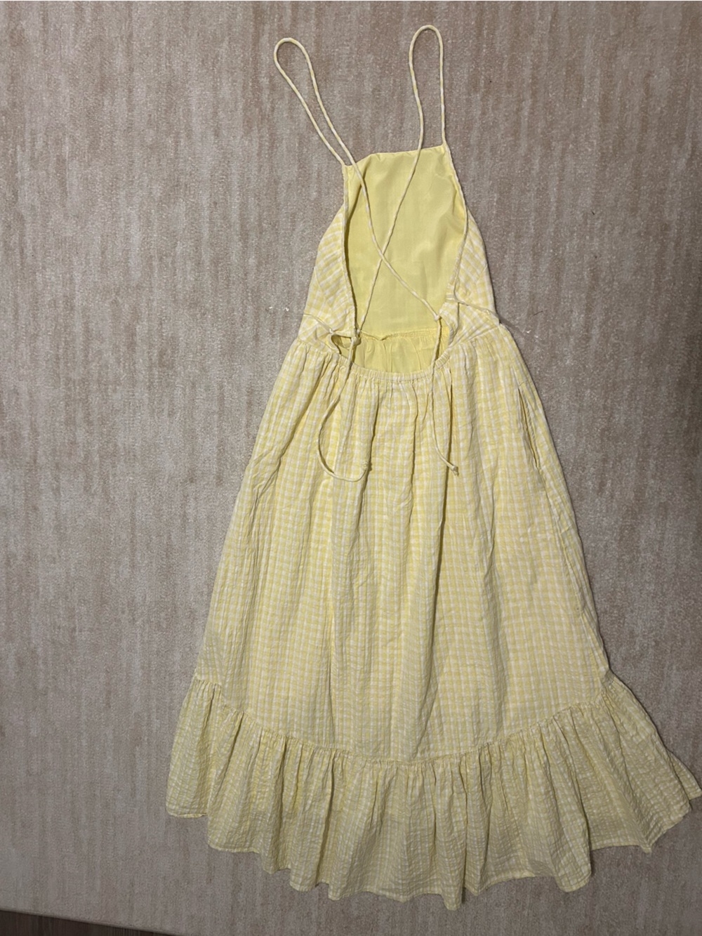 American Eagle Outfitters Pale Yellow Gingham Maxi Dress - Picture 2 of 5
